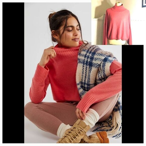 Free People NWT Rose Poppy Cashmere Sweater  Size Medium - Picture 1 of 9